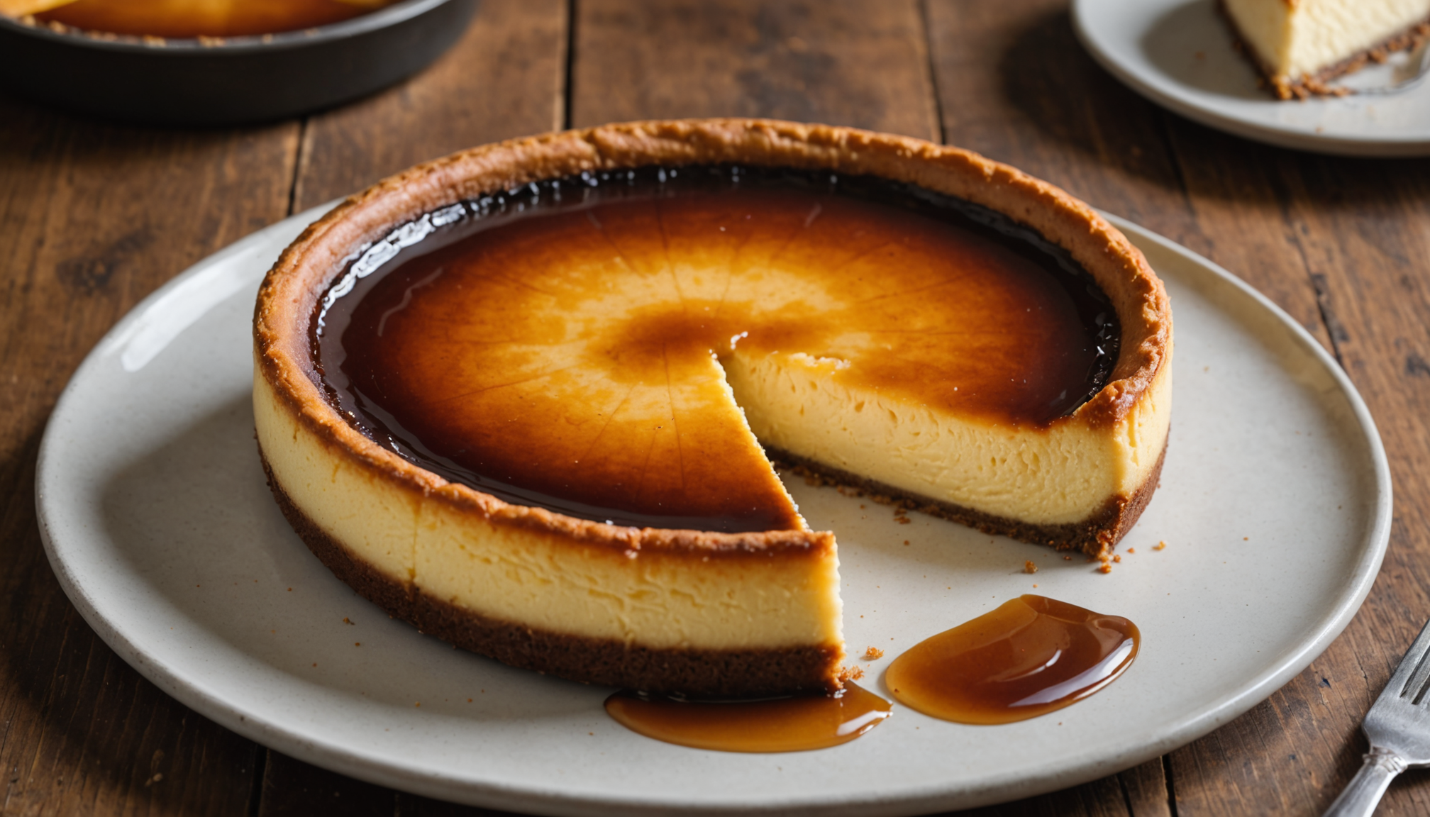 découvrez notre cheesecake basque avec sa croûte caramélisée et son cœur fondant, parfait pour un goûter irrésistiblement gourmand et plein de douceur.