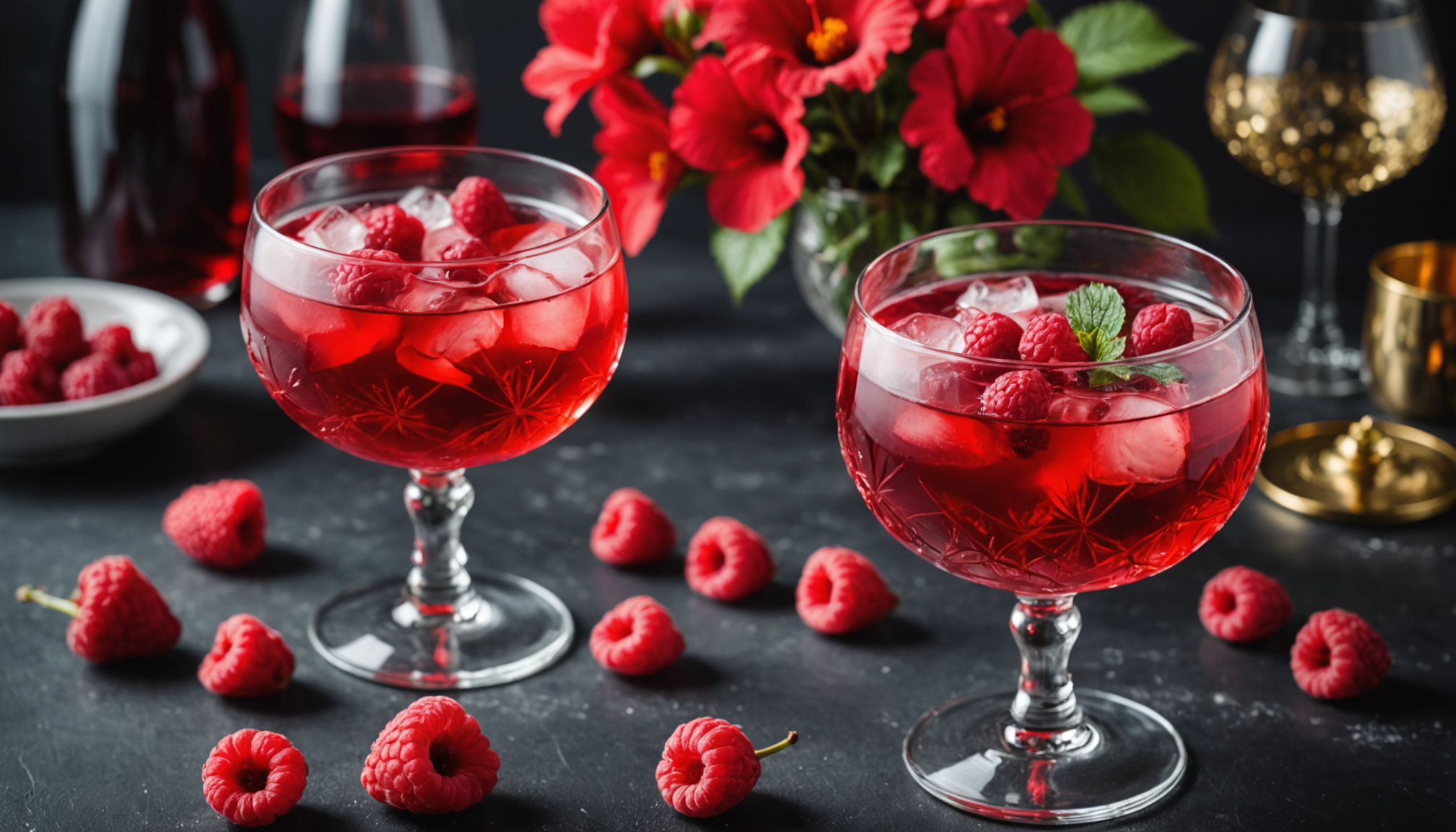 découvrez cœur rubis, le cocktail floral aux pétales d’hibiscus et framboise, l'accord parfait pour une saint-valentin envoûtante et raffinée.