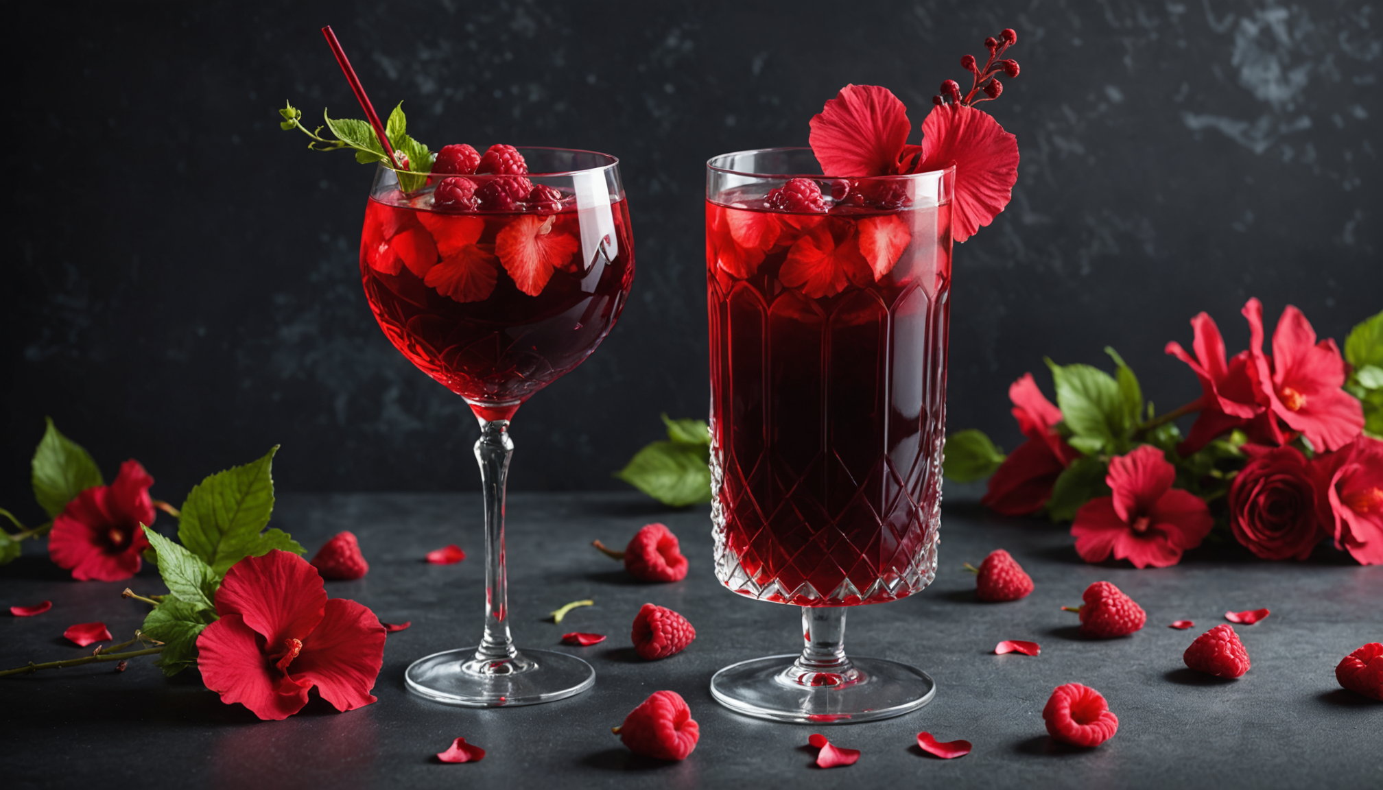 découvrez cœur rubis, un cocktail floral mêlant pétales d'hibiscus et framboise, l'accord parfait pour une saint-valentin envoûtante et pleine de romance.
