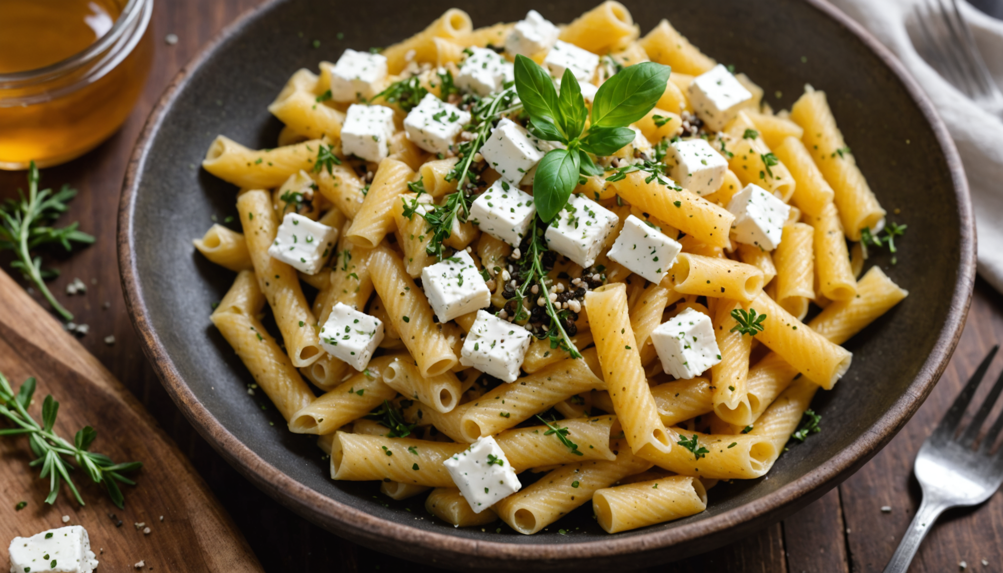 découvrez comment l'association parfaite du chèvre et du miel a métamorphosé mes pâtes du soir en une expérience gourmande mêlant douceur sucrée et saveurs salées.