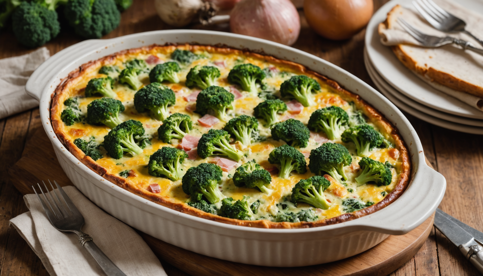 découvrez la recette rapide et gourmande du clafoutis brocoli-jambon, un plat réconfortant parfait pour un dîner en famille plein de douceur et de saveurs.