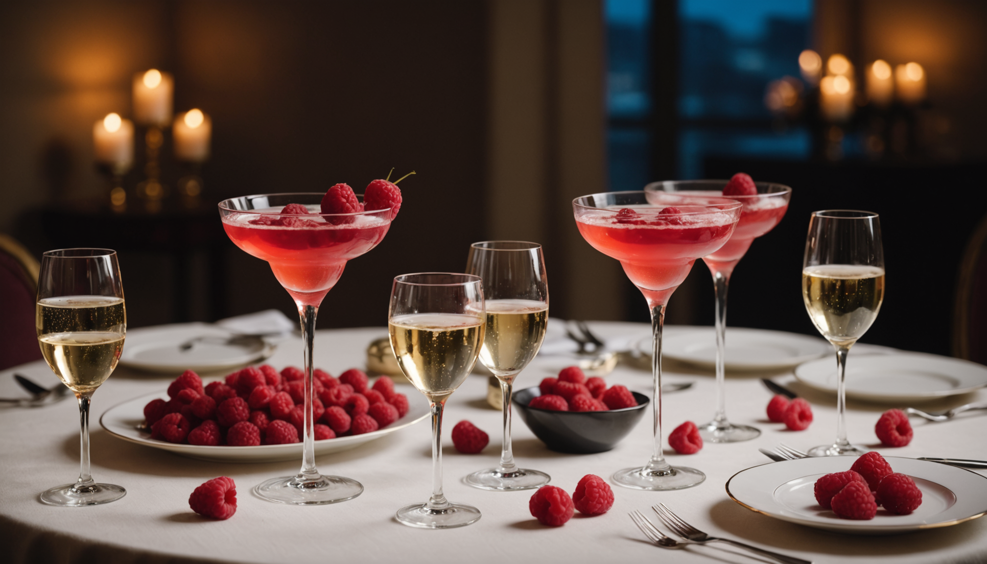 découvrez l'écarlate romantique, un cocktail envoûtant alliant la finesse du champagne à la fraîcheur de la framboise, parfaite pour chaque jour.