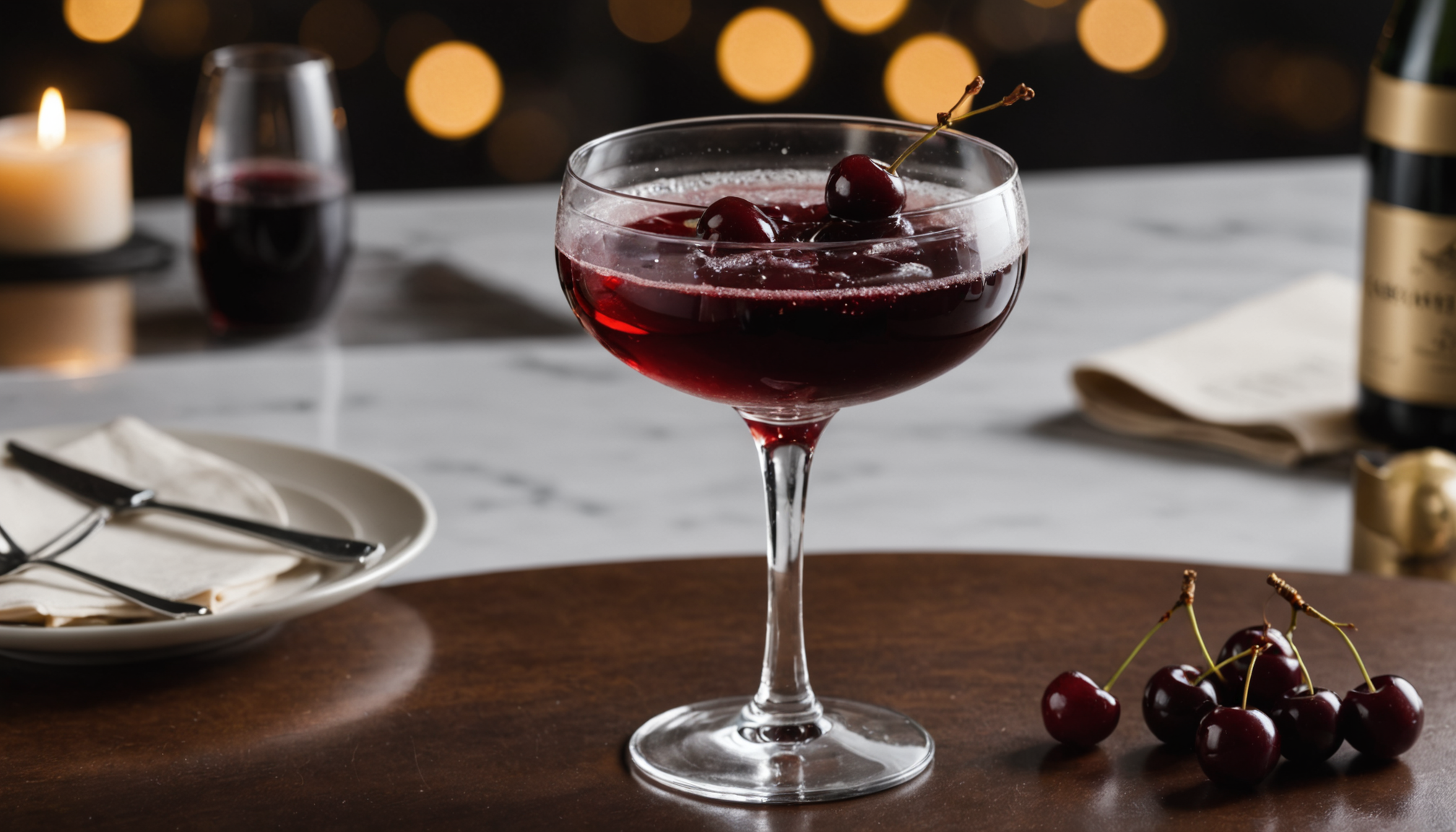 découvrez red velvet romance, le cocktail parfait pour une saint-valentin passionnée, alliant la douceur de la cerise noire aux bulles raffinées pour un moment envoûtant.