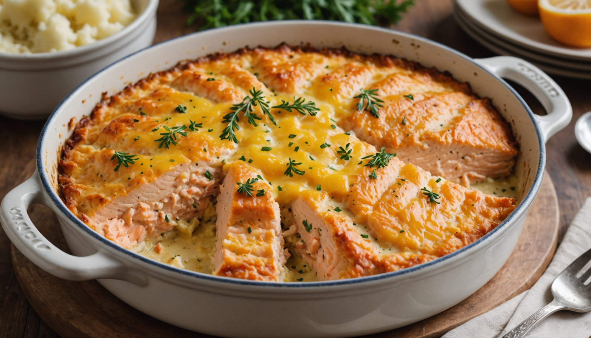 découvrez notre recette ultra moelleuse de parmentier au saumon, le plat convivial et gourmand devenu l'incontournable des déjeuners en famille du dimanche.