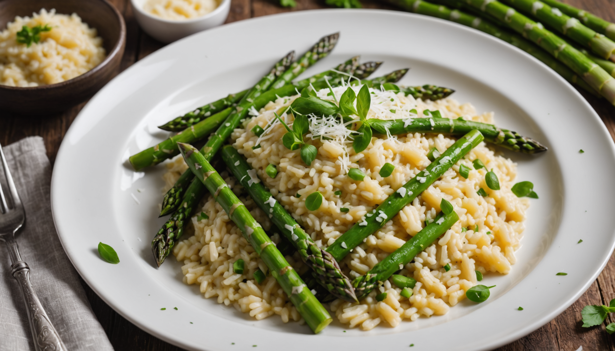 savourez un risotto aux asperges vertes et parmesan, un velouté irrésistible parfait pour le printemps. une recette gourmande et facile à adopter dès maintenant.