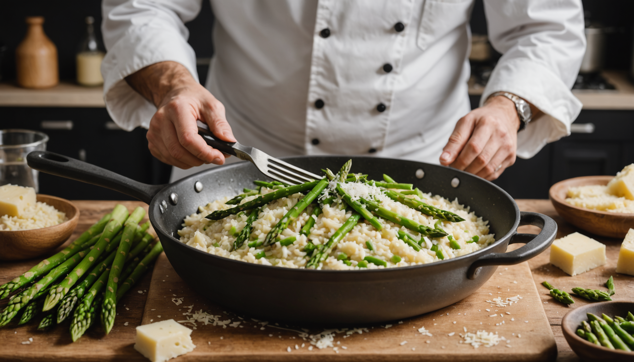 savourez un velouté irrésistible avec ce risotto aux asperges vertes et parmesan, une recette printanière gourmande et facile à préparer.