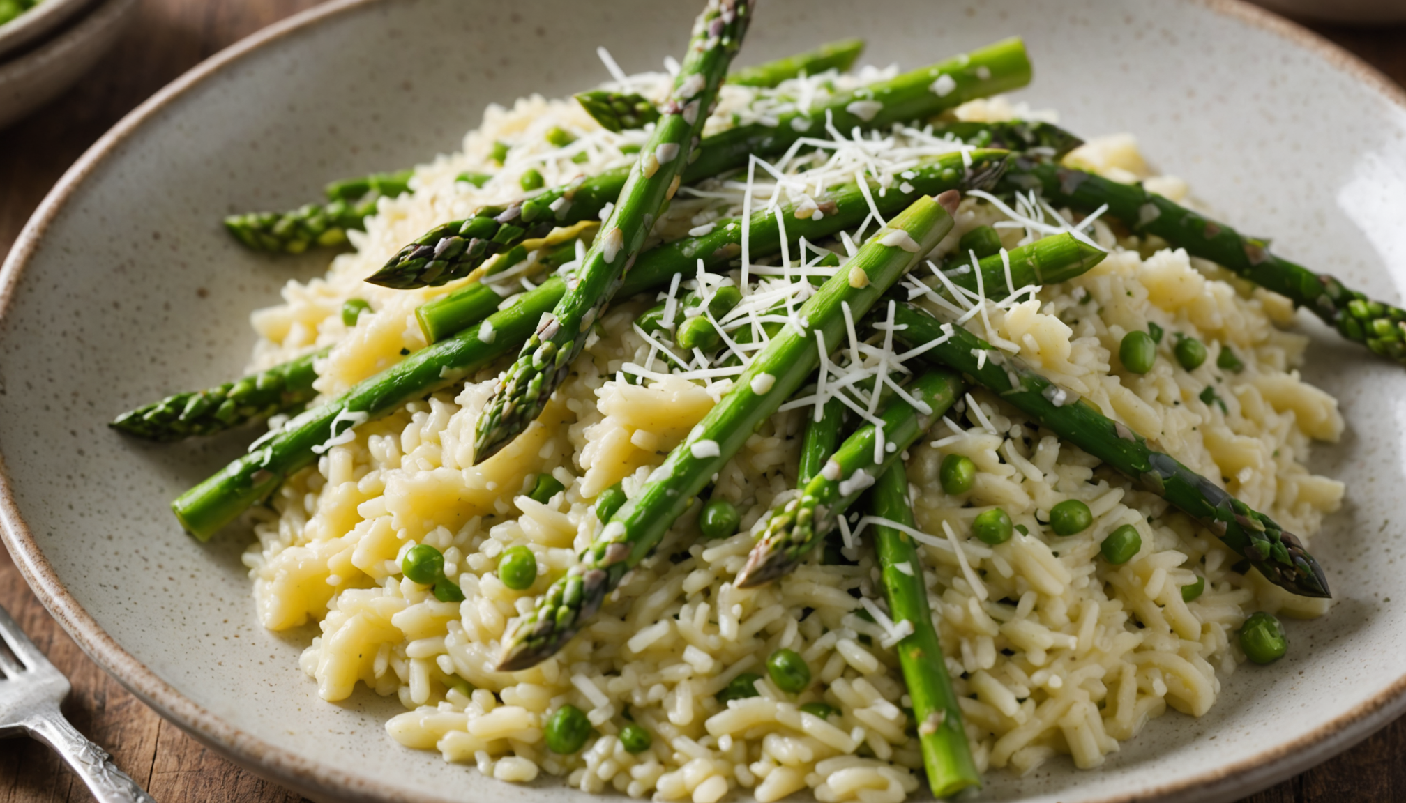 savourez un velouté irrésistible avec ce risotto aux asperges vertes et parmesan, une recette printanière gourmande à ne pas manquer.