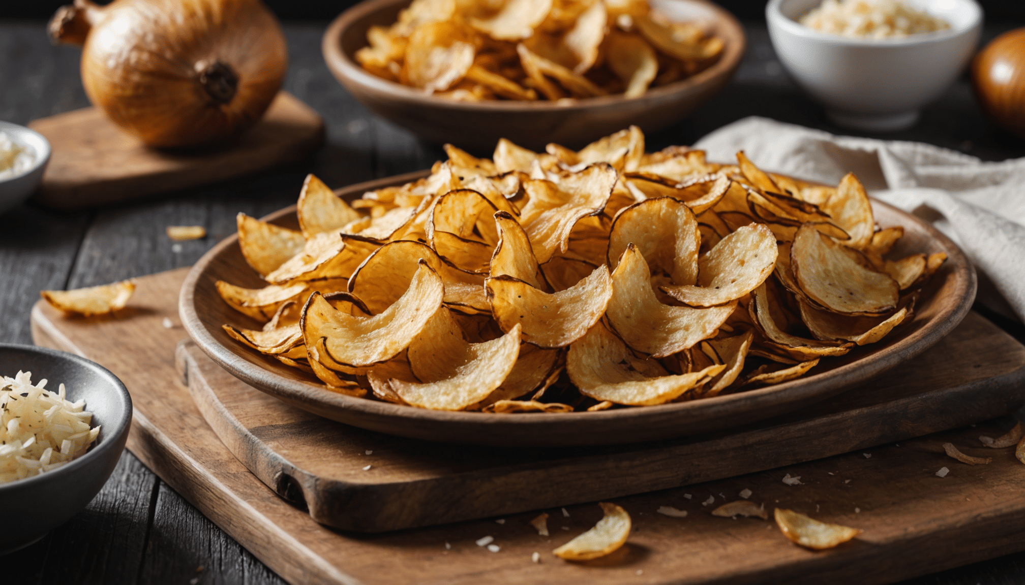découvrez ces chips d'oignon ultra croustillantes prêtes en un clin d'œil avec un seul ingrédient. sans friteuse, sans huile ni pâte, une recette simple et saine pour un snack gourmand.
