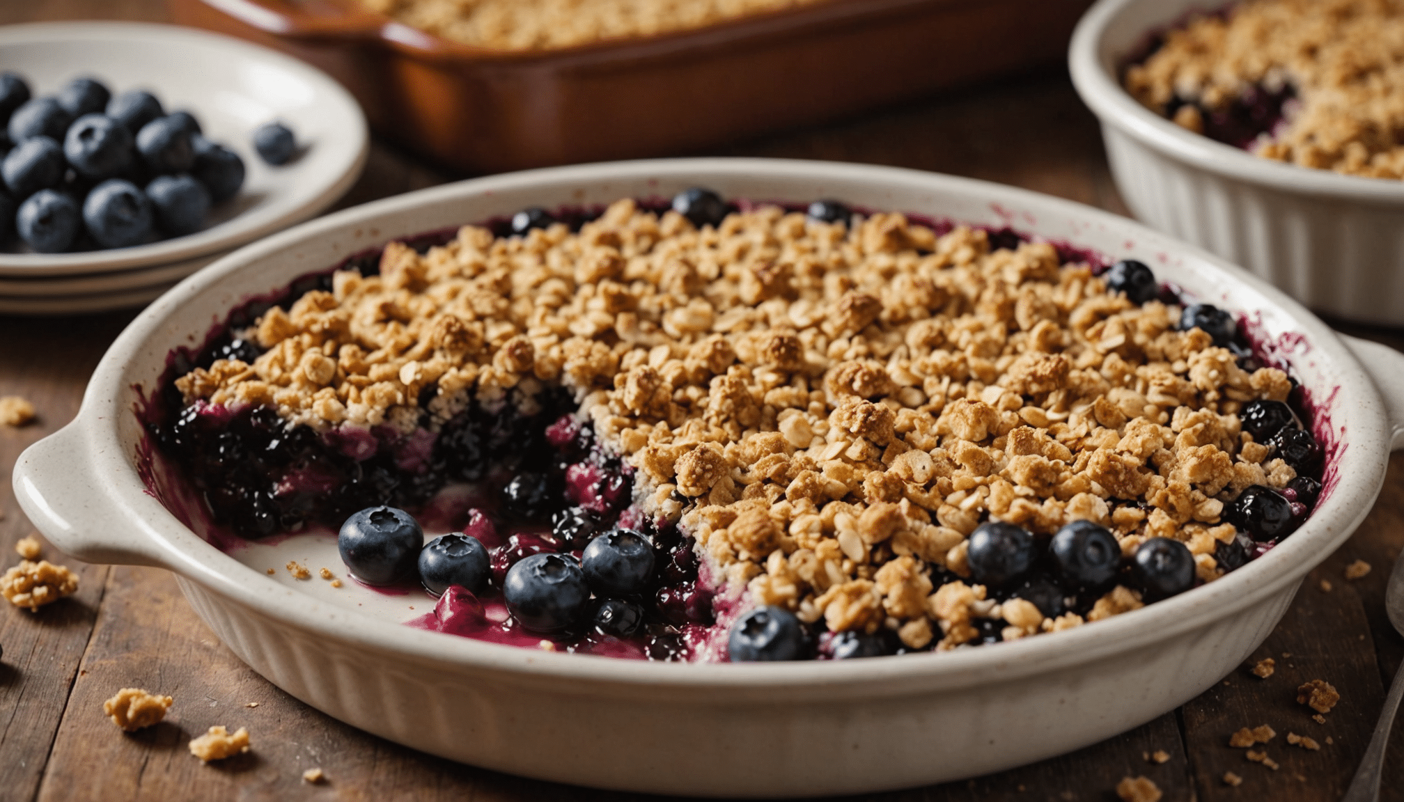 découvrez notre recette rapide de crumble aux myrtilles en 35 minutes, avec une croûte dorée et croustillante qui révèle un parfum délicieux et irrésistible.