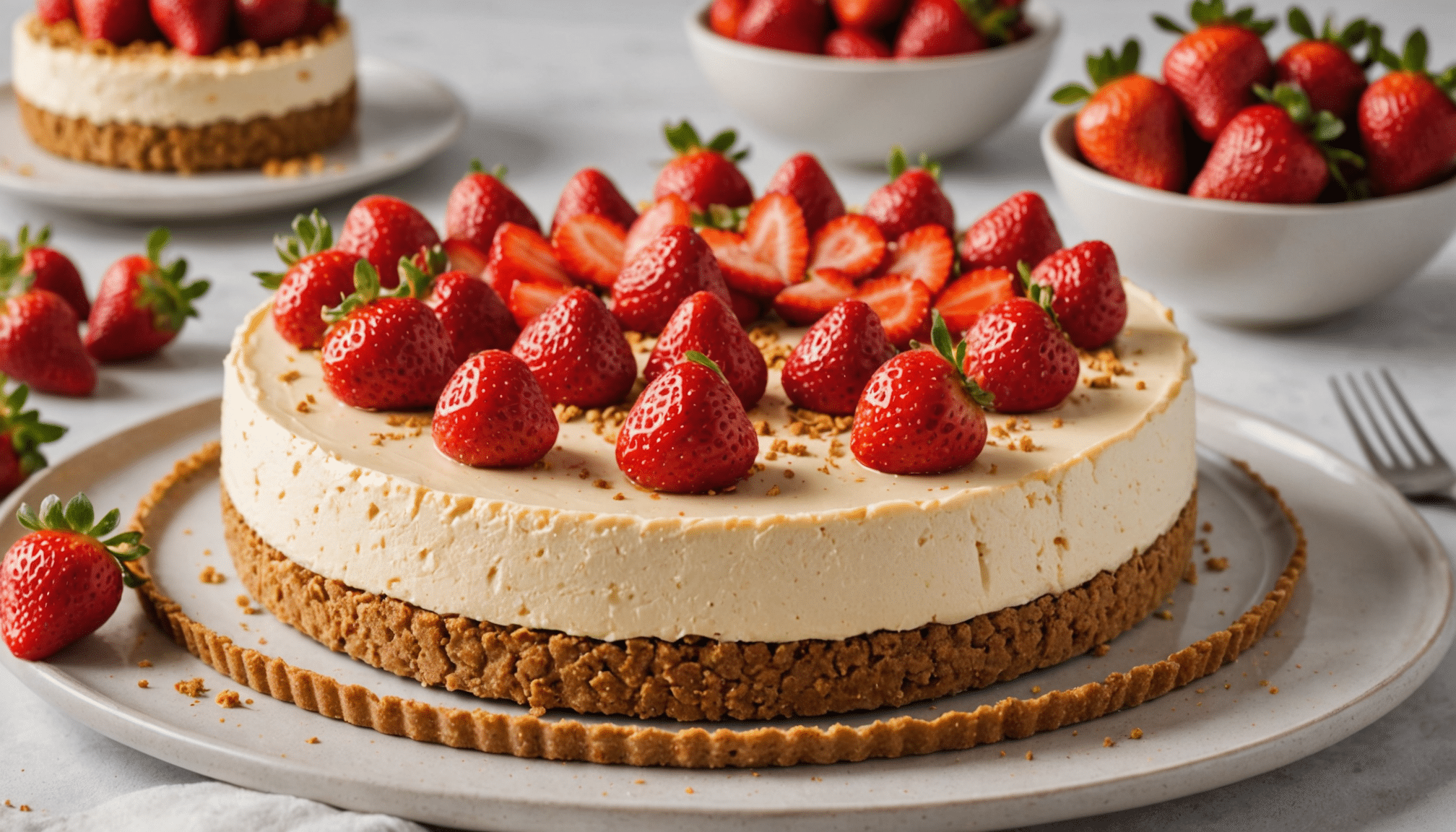 savourez les premières fraises de la saison avec un cheesecake sans cuisson au spéculoos, facile et rapide à préparer pour un dessert gourmand sans attendre.