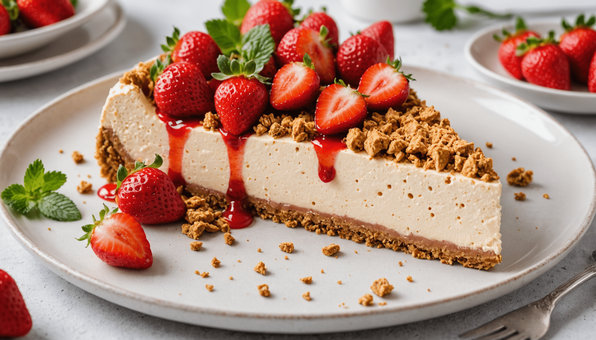 découvrez notre recette facile et rapide d'un cheesecake sans cuisson au spéculoos, garni des premières fraises de la saison pour un dessert frais et gourmand à savourer sans attendre.