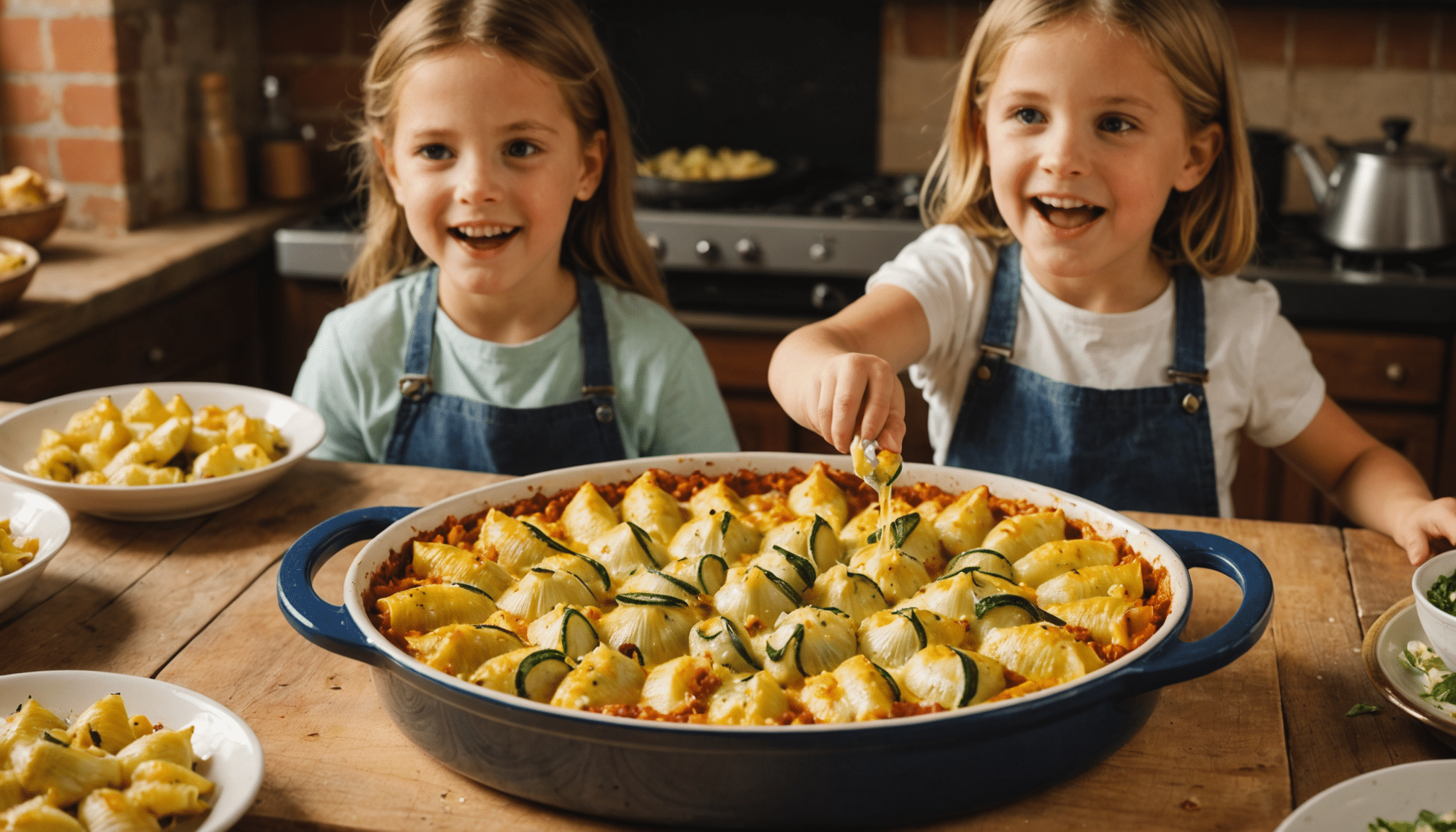 découvrez ma recette de conchiglioni farcis avec de la courgette, un plat délicieux qui a conquis toute la famille au point que les enfants ont léché le plat à gratin !