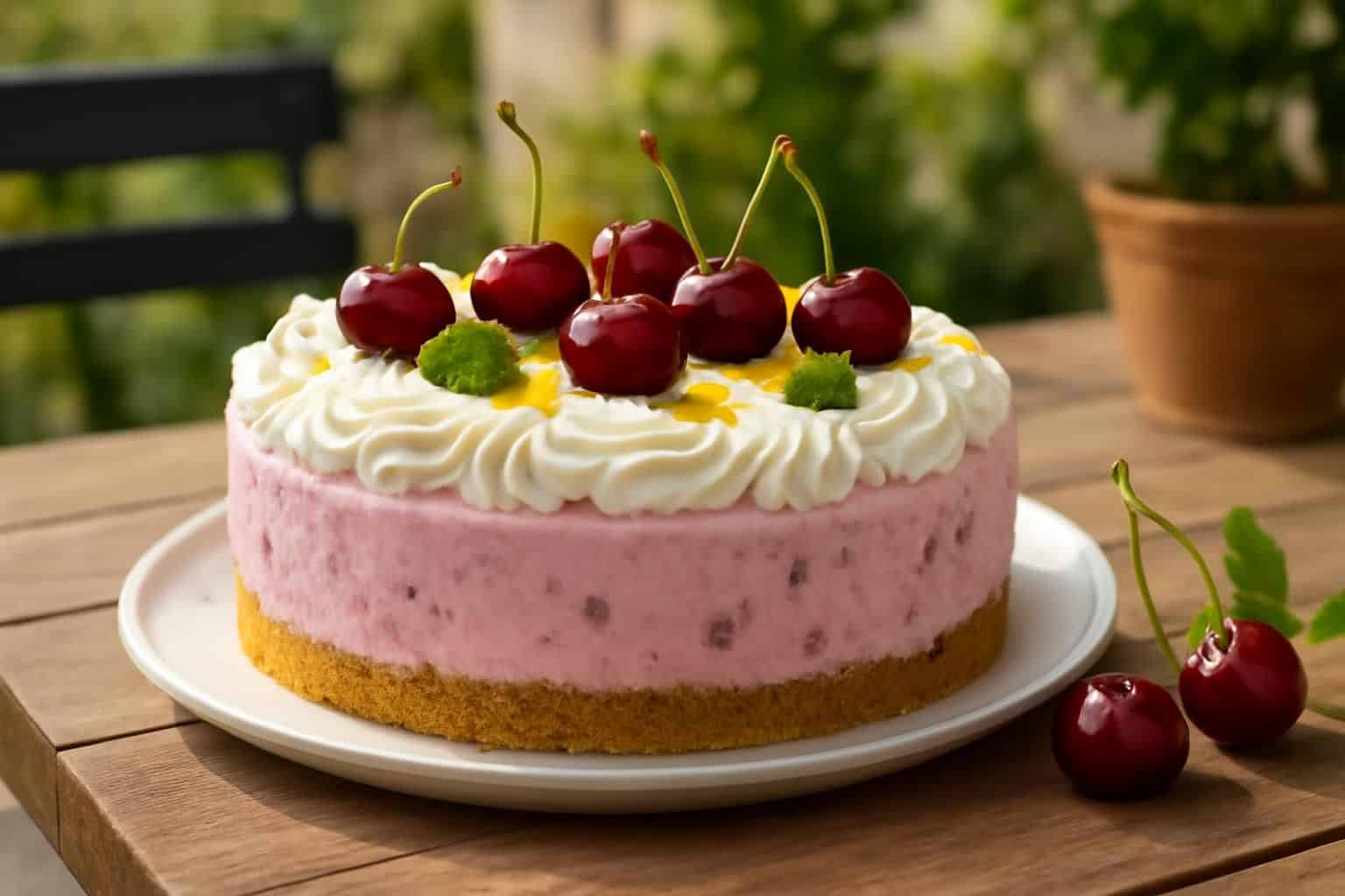 découvrez ce gâteau glacé aux cerises, une recette sans cuisson qui a bluffé mes invités par son goût et son élégance, digne d'une création de pâtissier.