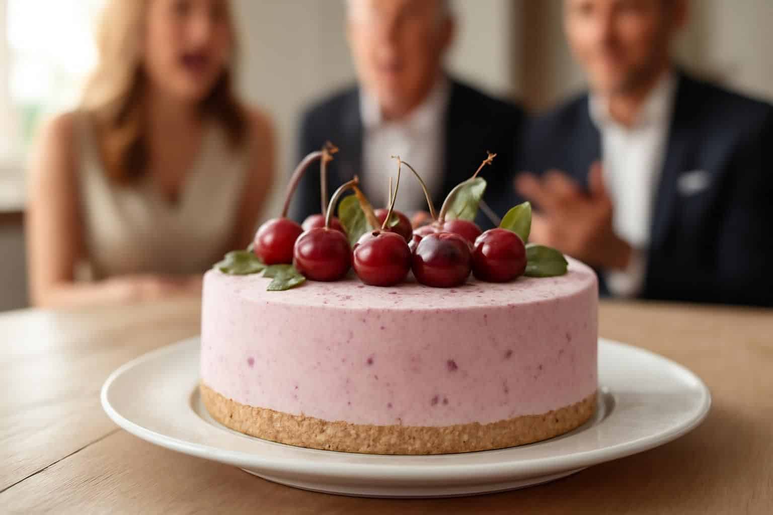découvrez ce gâteau glacé aux cerises, sans cuisson au four, qui a surpris mes invités par son goût et son style digne d'un chef pâtissier.