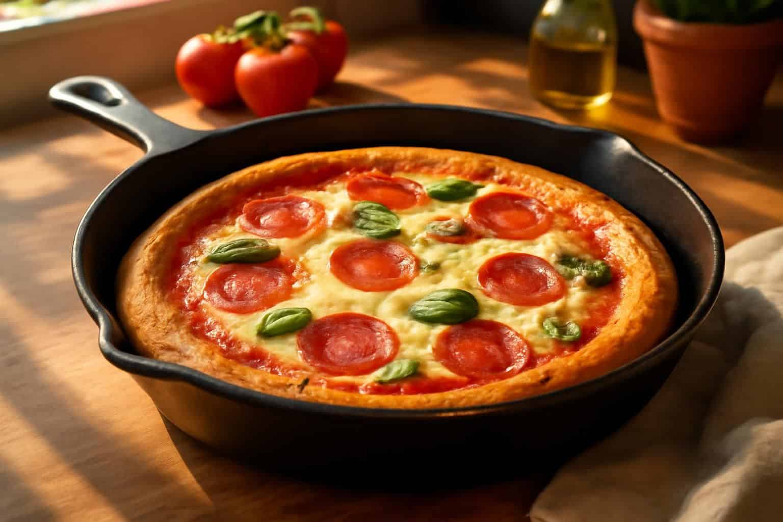 découvrez comment préparer une pizza poêlée, une alternative croustillante et savoureuse parfaite quand la chaleur rend l'utilisation du four impossible.