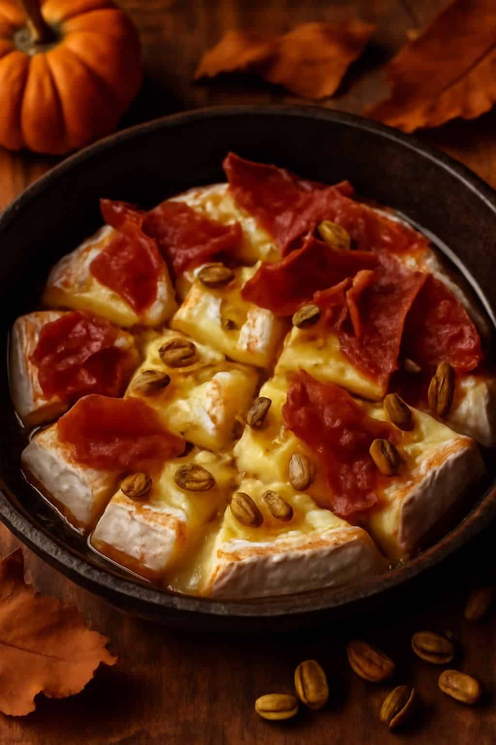 découvrez ma recette de camembert rôti revisité avec une fondue au miel et jambon cru, un succès assuré qui a conquis tous mes invités lors de mes repas.