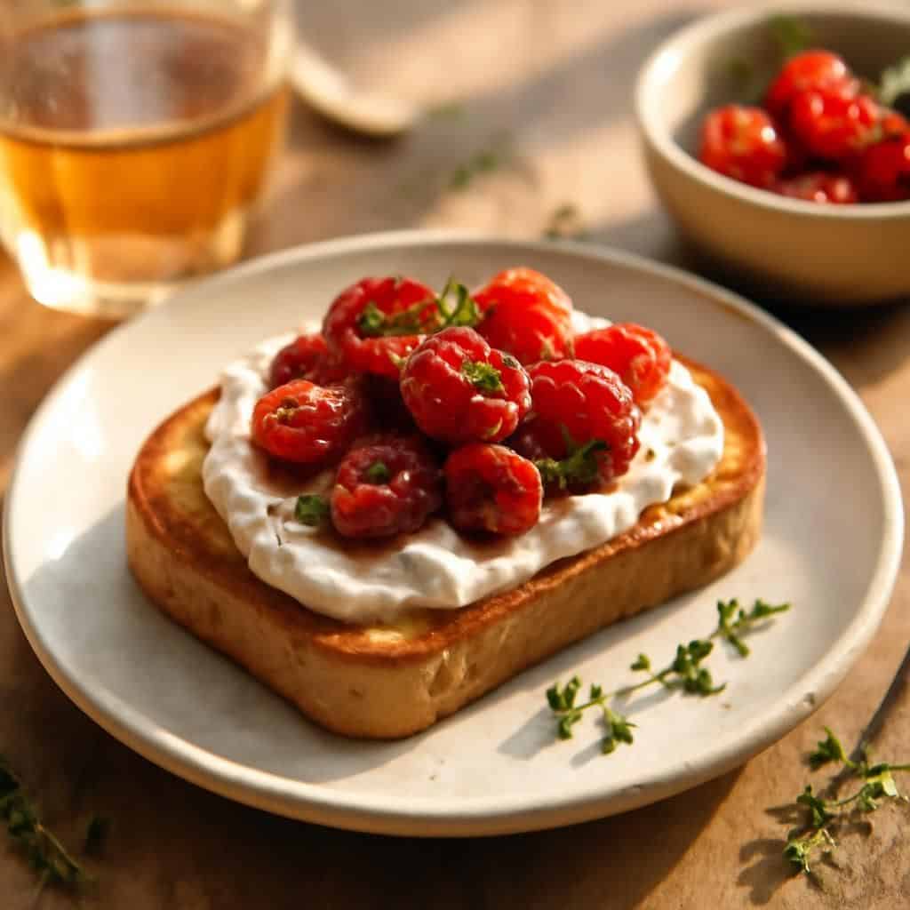 découvrez comment ma voisine transforme l'apéro avec ses raisins rôtis au four délicatement éclatés sur du pain grillé, une alternative savoureuse et originale au traditionnel plateau de fromage.