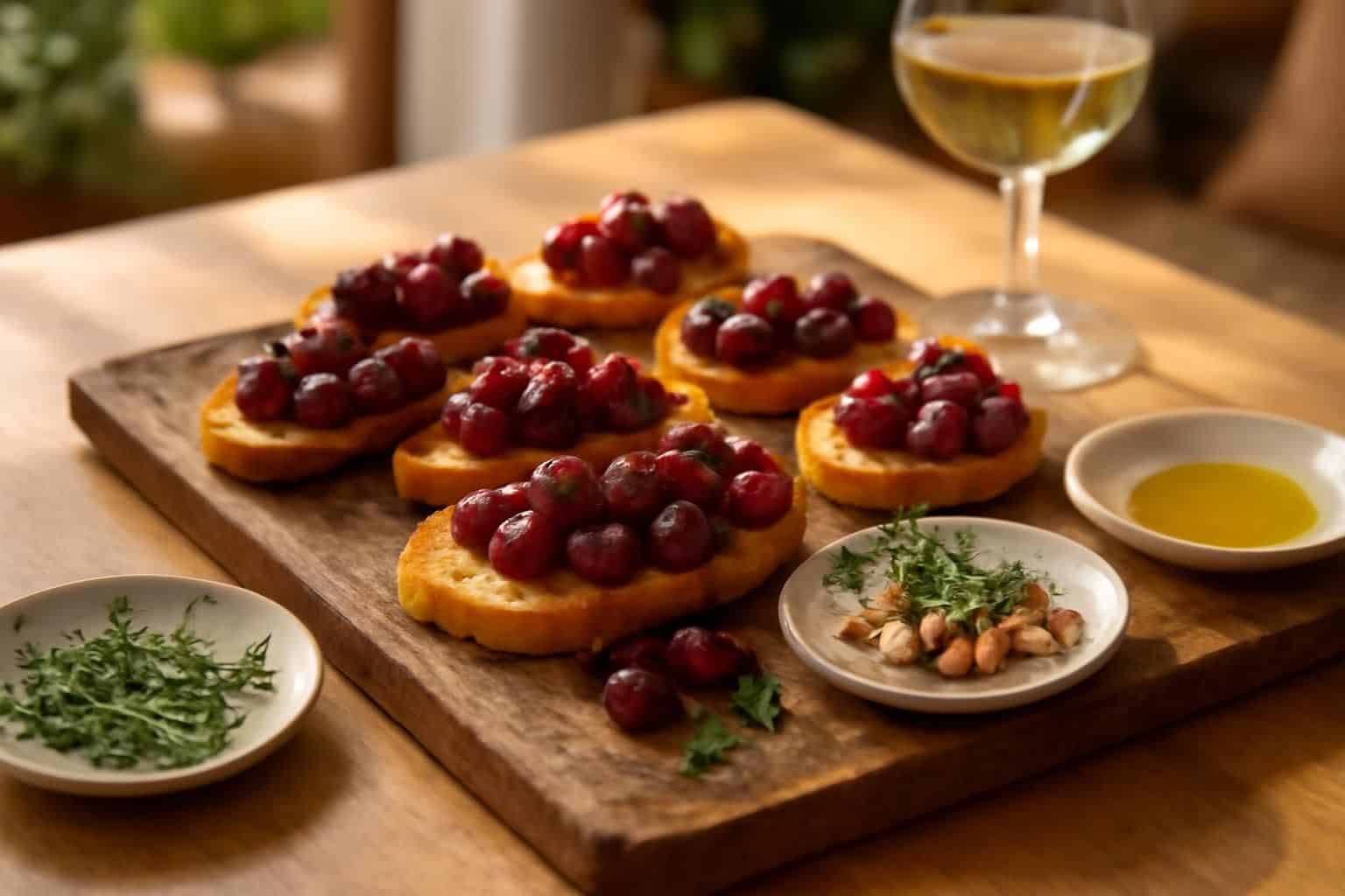 découvrez comment ma voisine transforme l'apéro avec ses raisins rôtis au four, délicatement éclatés sur du pain grillé, pour une touche gourmande et originale bien au-delà du traditionnel plateau de fromage.