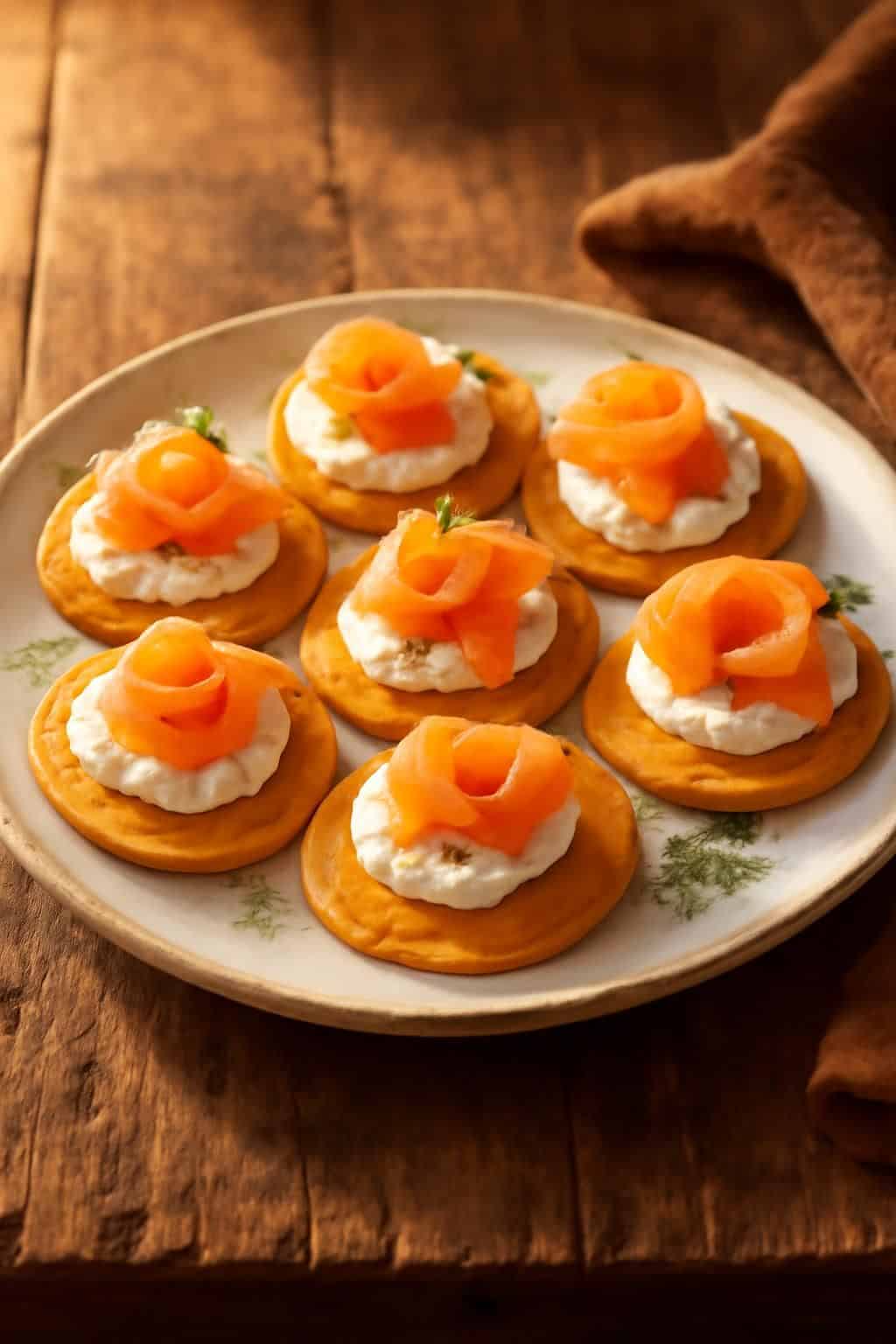 découvrez la recette des mini blinis moelleux à la patate douce, garnis de fromage frais et de truite fumée, une bouchée gourmande qui ravit les papilles et fait sourire.