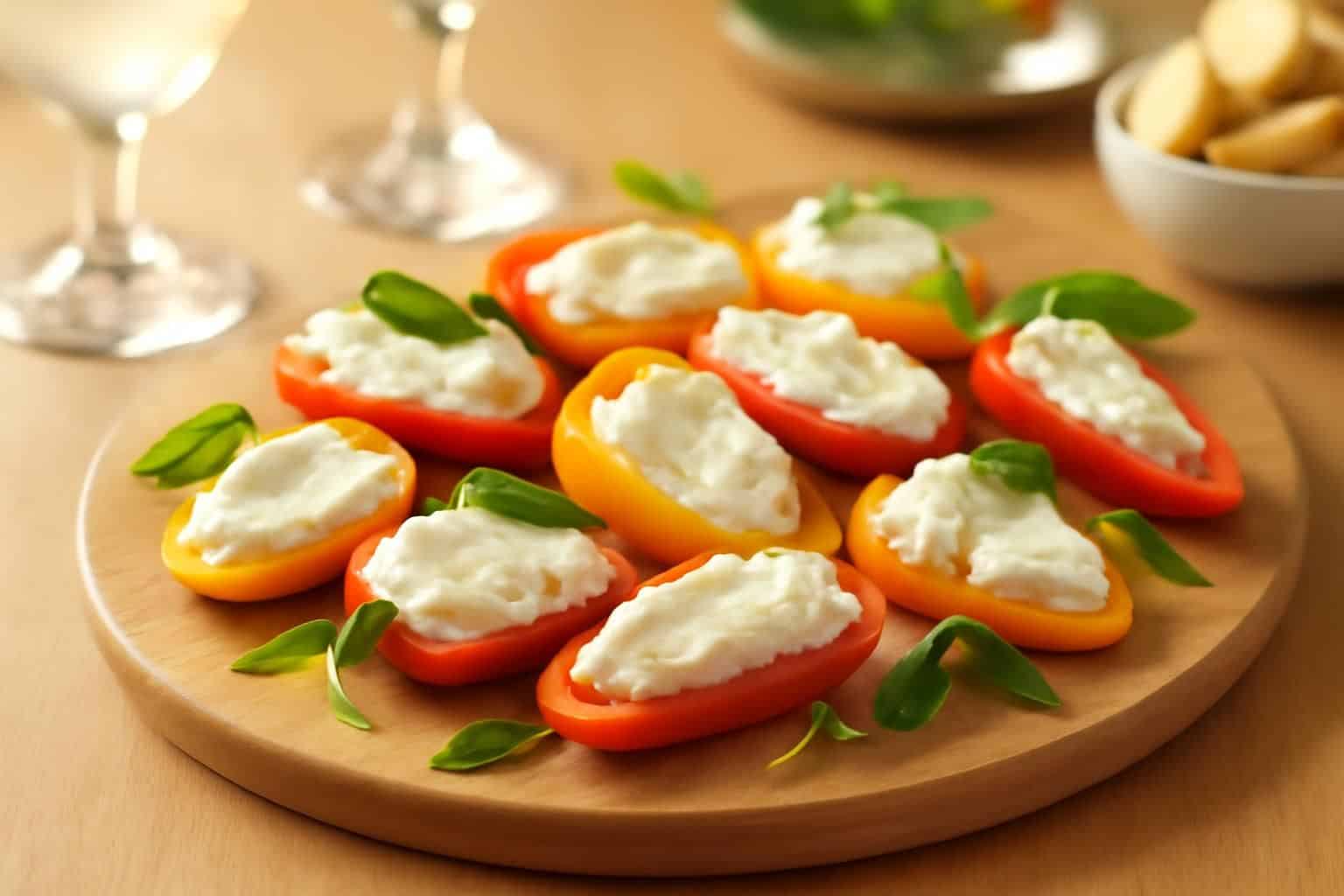 découvrez nos mini poivrons farcis au fromage frais, des bouchées express parfaites pour vos apéros improvisés. faciles à préparer et délicieuses, elles raviront vos invités sans effort !