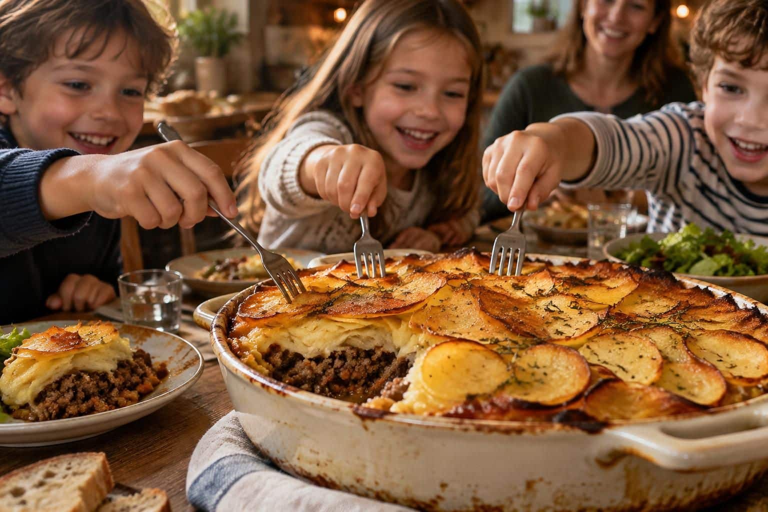 découvrez un hachis gourmand recouvert de rondelles de pommes de terre croustillantes : une garniture dorée qui fait l’unanimité à table !